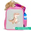 Dino in beige en grijze kleuren Kinderrugzak - Roze middel -inhoud_NL