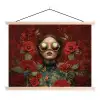 Bloemen - Dieprood - Zonnebril - Vrouw textielposter latten blank klein -3d
