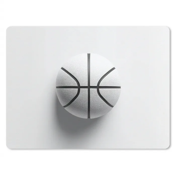Basketbal - Wit - Schaduw - Lijnen muismat rubber klein -3d