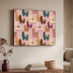 Alpaca's - Patroon - Kleurrijk Textielframe zwart klein 947 -sfeer3