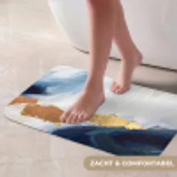 Abstract - Acryl - Blauw - Goud - Elegant Badmat klein -USP_ZachtNL