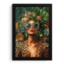 Vrouw - Panterprint - Jungle - Natuur - Luxe fotolijst zwart zonder passe partout klein -3d