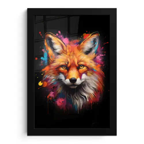 Graffiti - Vos - Zwart - Pop art fotolijst zwart zonder passe partout klein -3d