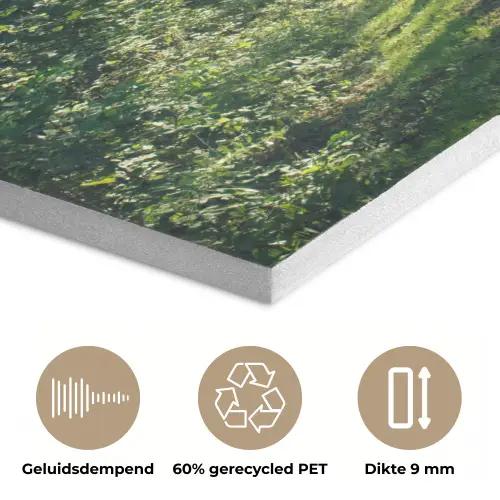 Bos - Pad - Zon - Bomen - Groen - Natuur PET vilt klein -closeup_NL