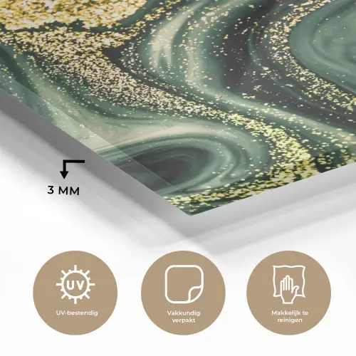 Marmer - Goud - Glitter - Groen - Marmerlook - Luxe plexiglas 5mm klein -sfeer2