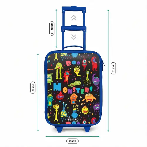 Patroon van monsters Kinderkoffer - Blauw klein -productfoto_formaten