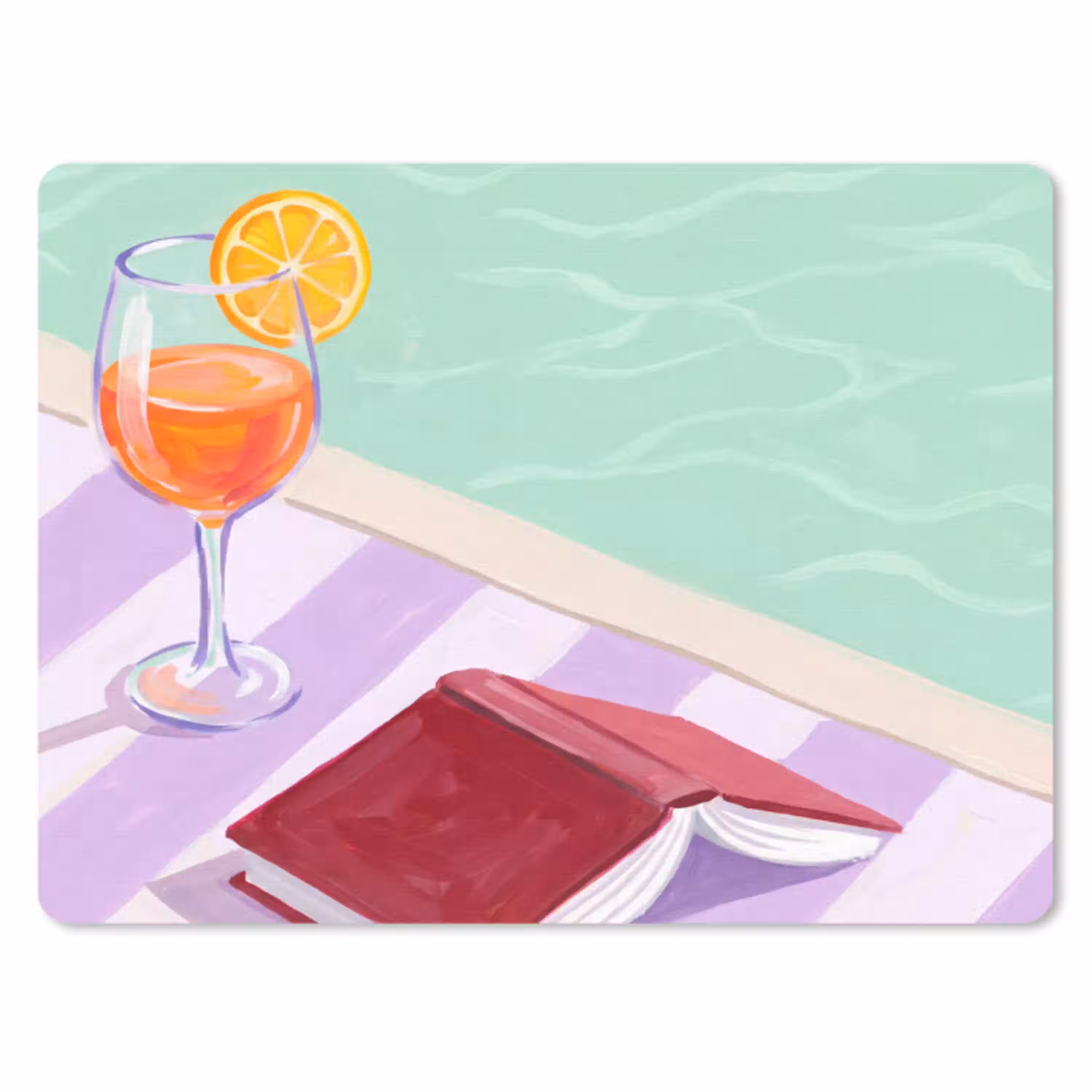 Cocktail - Zwembad - Zomer muismat rubber klein -3d