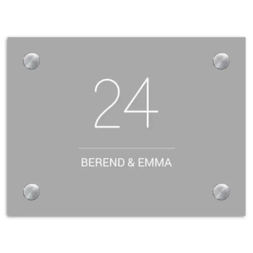 Effen lichtgrijs - Klassiek Naambord Rechthoek middel -3d