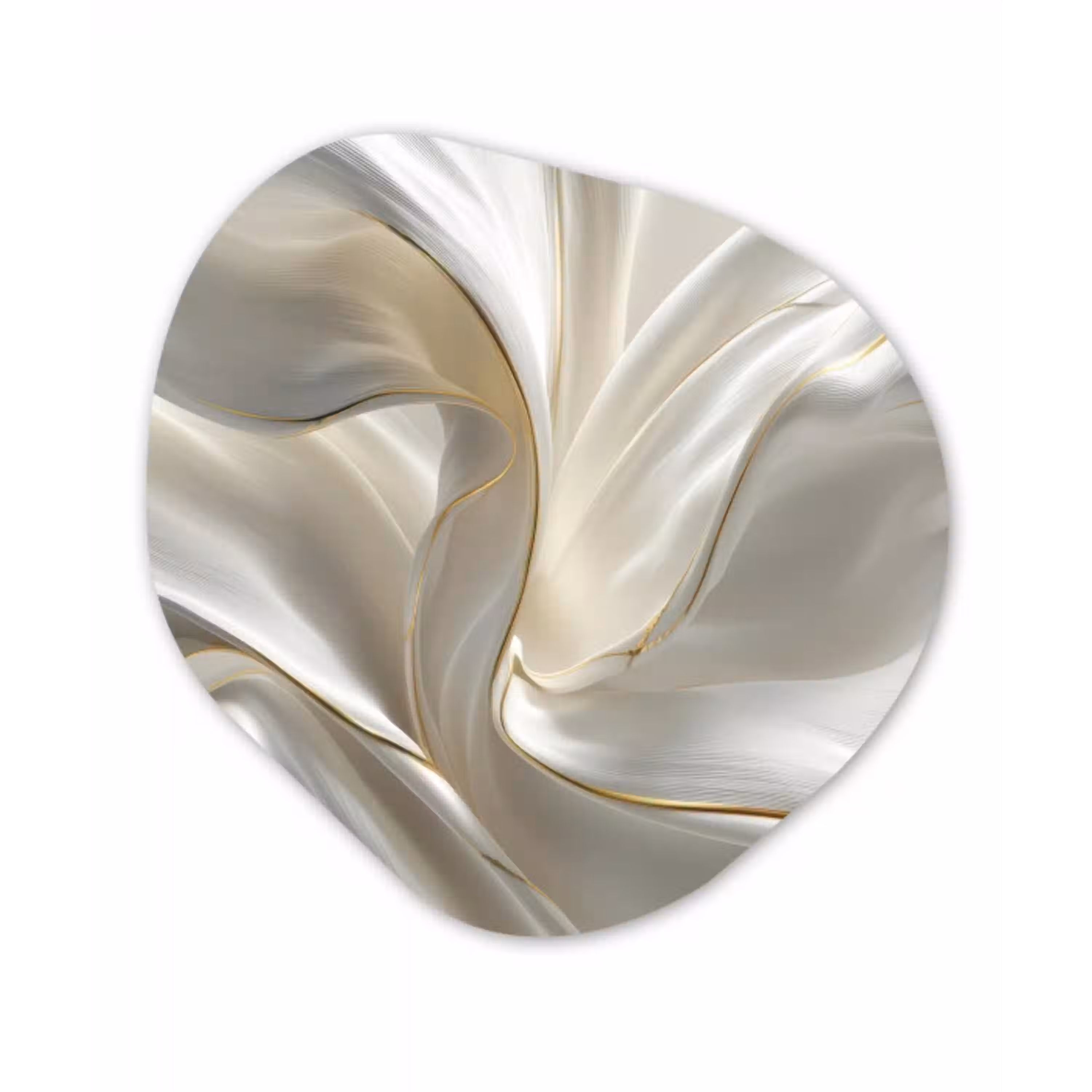 Stof - Plooien - Goud Wandcirkel Organisch Plexiglas middel -3d