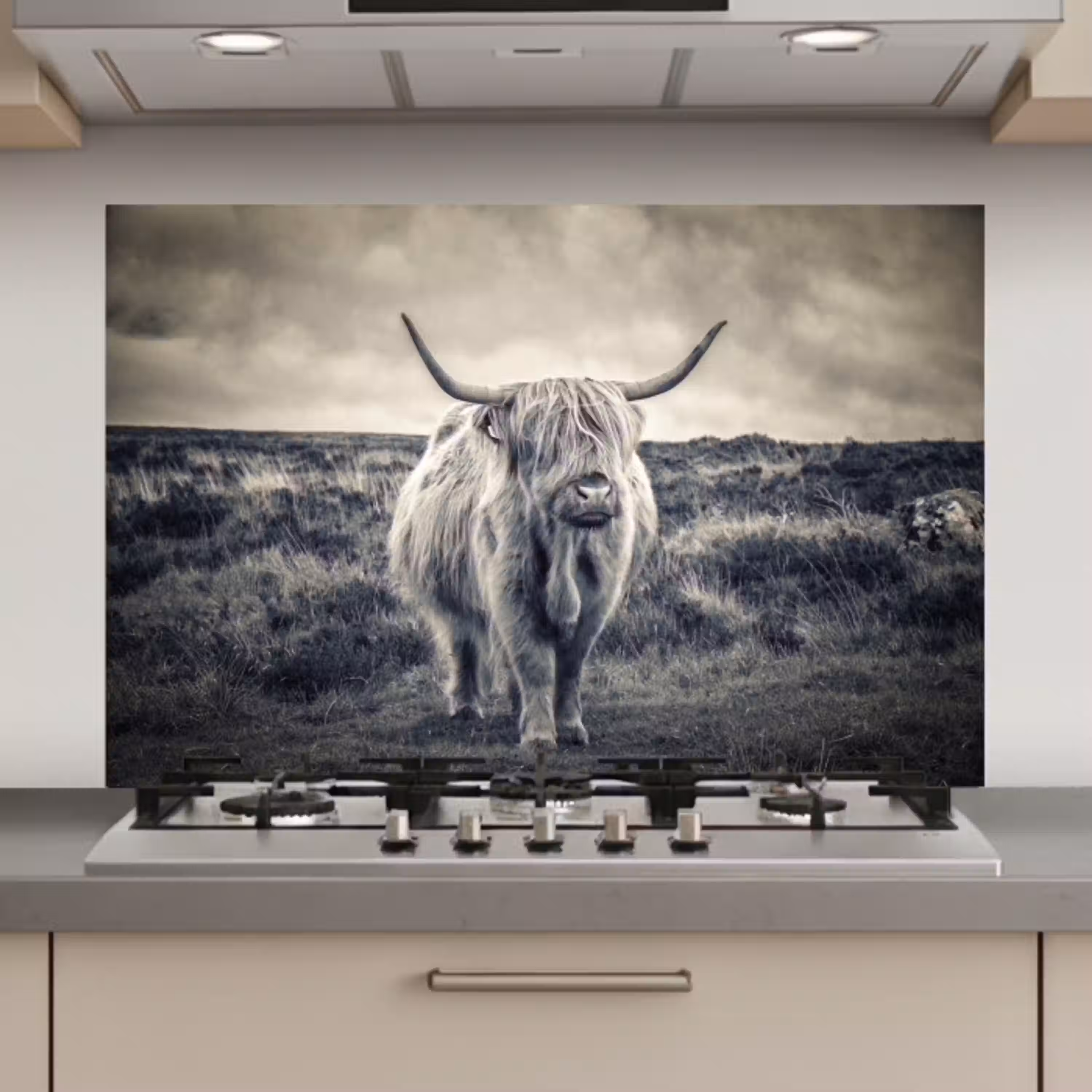 Schotse hooglander - Dieren - Wolken - Koe - Natuur keuken achterwand spatscherm klein -3d_website