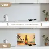 Bierfles - Zonsondergang - Palmbomen - Zee keuken achterwand spatscherm klein -voor_na_NL