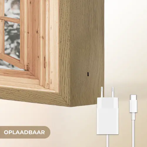 Doorkijk - Hert - Sneeuw - Winter - Bos - Dieren Light Box met batterij (Wandlamp) middel -USP_websiteoplaadbaarNL