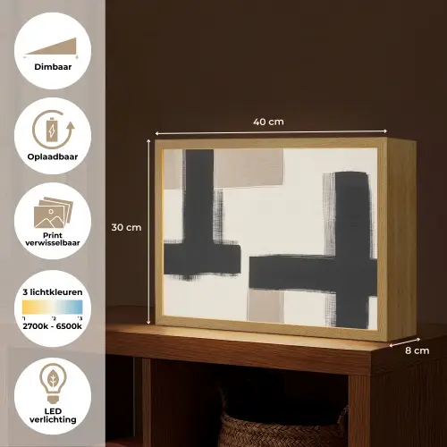 Zwart - Abstract - Japandi Light Box met batterij (Wandlamp) middel -USP_websiteoverzichtNL