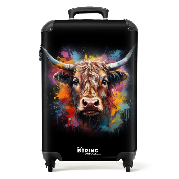Schotse hooglander als graffiti art Koffer - NBS - Handbagage middel -productfoto_recht