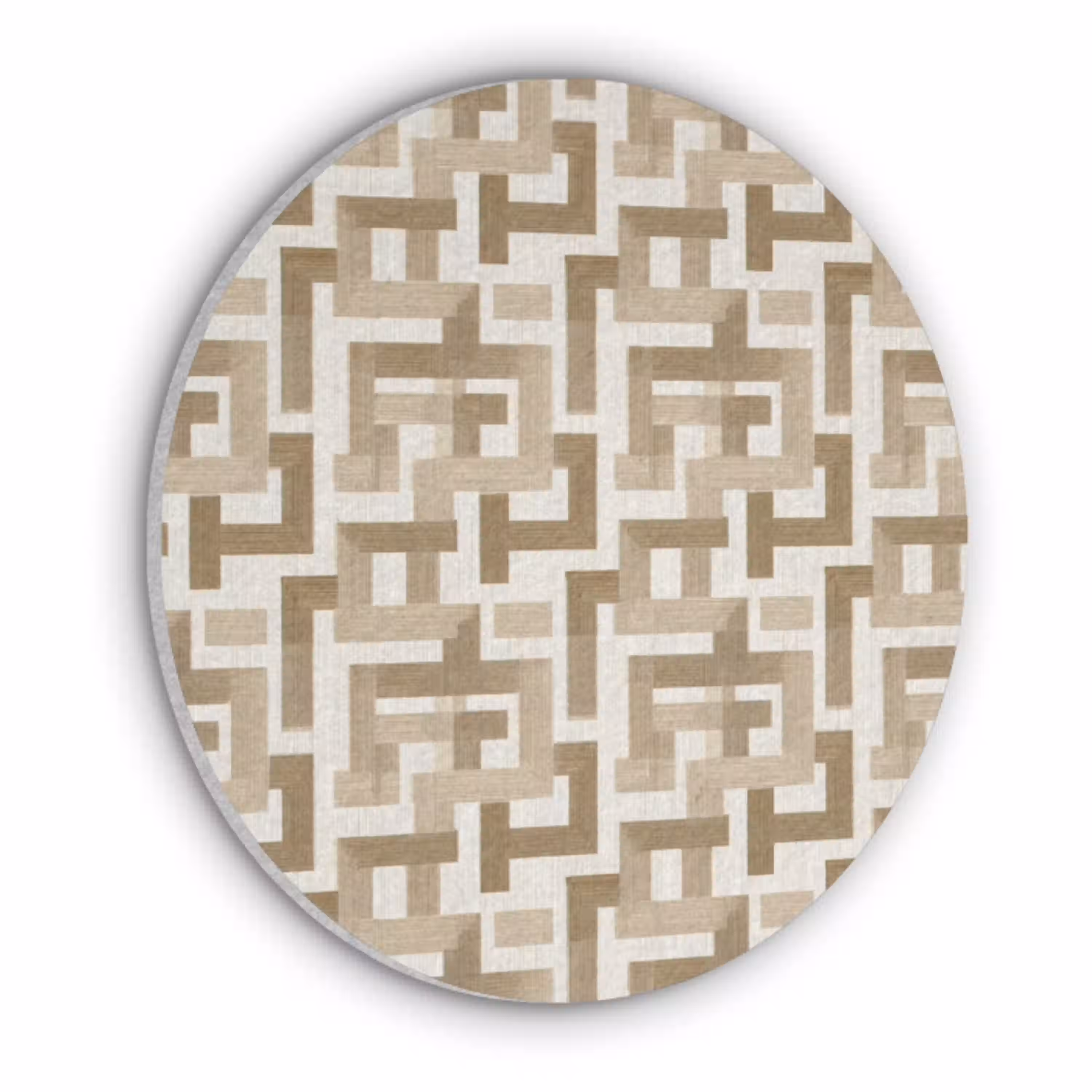 Geometrisch - Retro - Bruin Akoestische PET Vilt - Rond klein 838 -3d