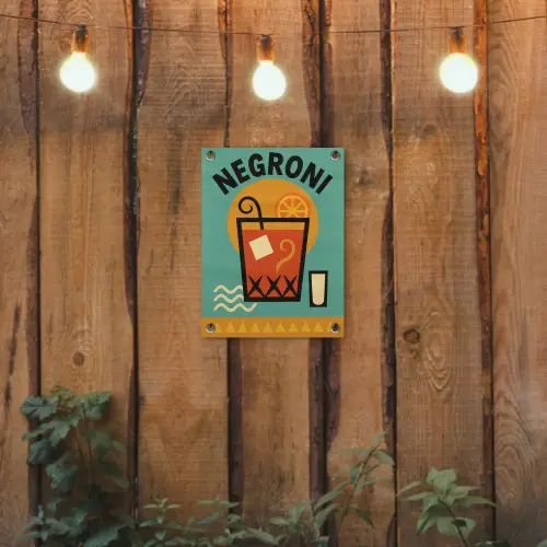 Cocktail - Negroni - Art - Sinaasappel tuinposter los doek klein -sfeer1