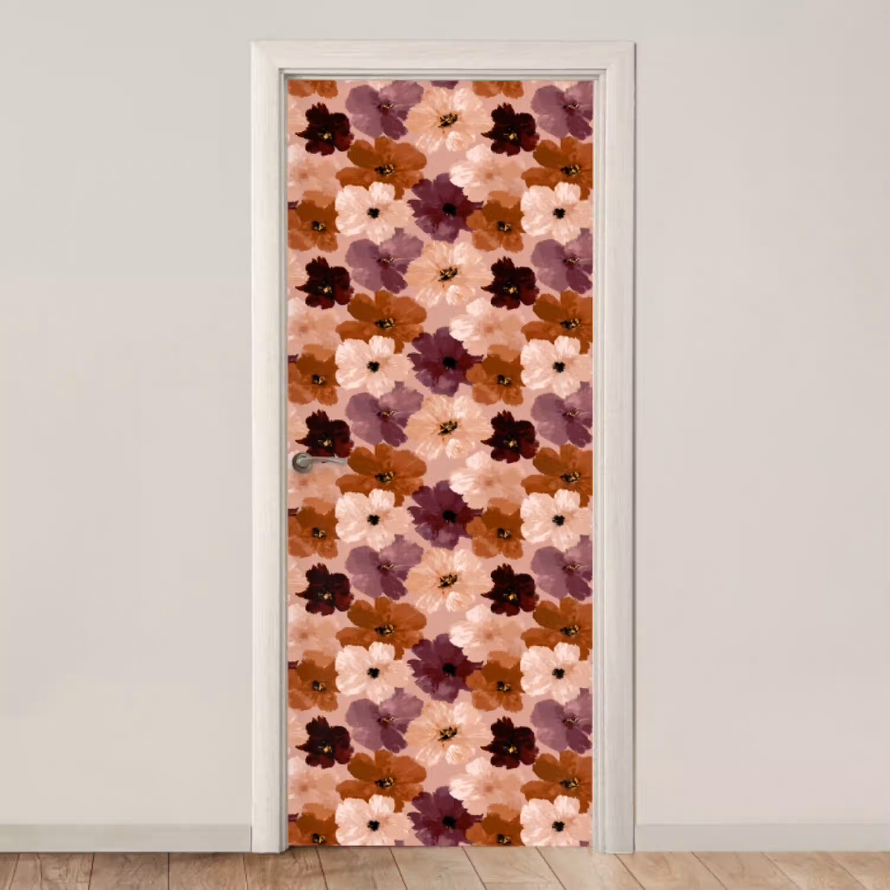 Bloemen - Abstract - Aardetinten deurposter klein 289 -3d_beige