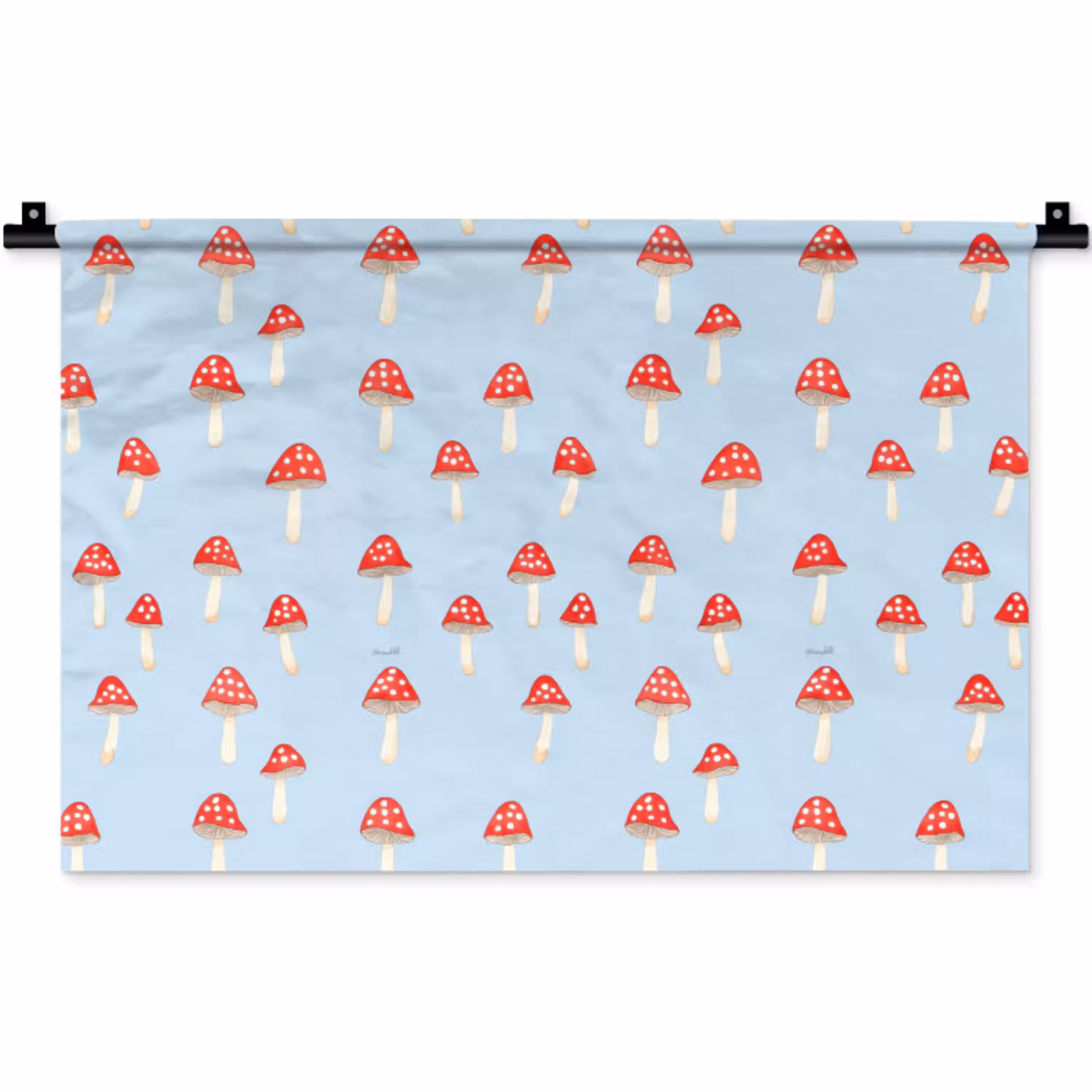Paddenstoel -Sprookje - Blauw Wandkleed katoen klein 269 -zz3d