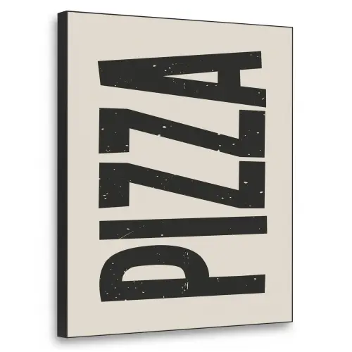 Pizza - Decoratie - Japandi - Vintage Textielframe zwart klein -3d