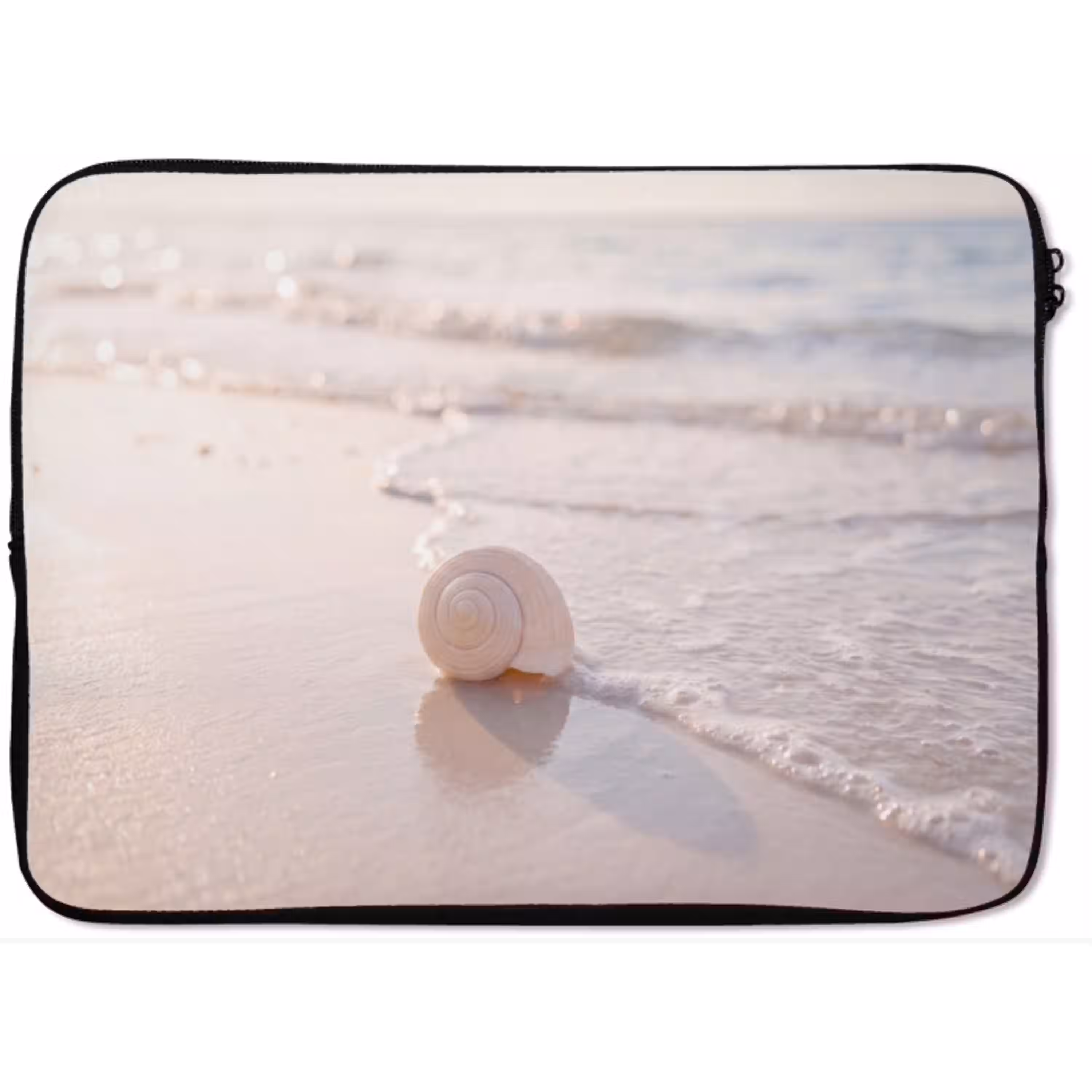 Zeeschelp - Strand - Zee - Natuur - Beige laptophoes neopreen klein -zkaufland3dotto