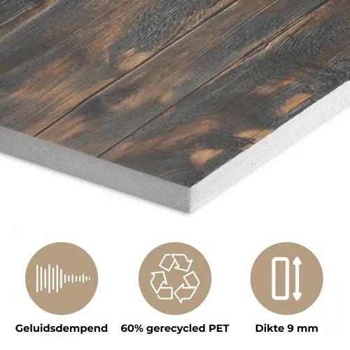 Wereldkaart -  Hout - Mozaïek PET vilt klein -closeup_NL
