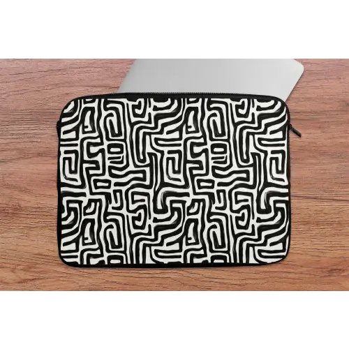 Grafisch - Lijnen - Zwart - Wit laptophoes neopreen klein 279 -tafel