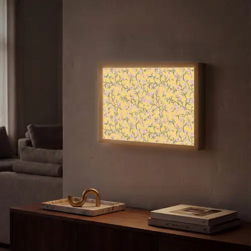 Bloemen - Motief - Geel Light Box met batterij (Wandlamp) middel 907 -sfeer1