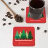 Minimalistisch - Kerstbomen - Rood - Sneeuw onderzetter kurk middel -sfeer2