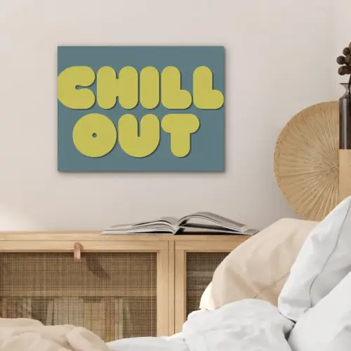 Chill out - Geel - Blauw PET vilt klein -sfeer3