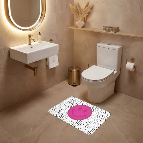 Smiley - Roze - Stippen WCmat klein -sfeer3