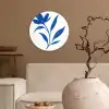 Bloem - Blaadjes - Minimalistisch - Blauw Wandcirkel kunststof plaat 5mm dik klein -sfeer1