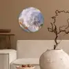 Bloemen - Lichtblauw - Wazig - Trosje Wandcirkel kunststof plaat 5mm dik klein -sfeer1