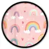 Regenboog - Patroon - Pastel - Handgetekend Fotolijst rond zonder passe partout klein -3d