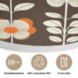 Bloemen - Retro - Bruin Akoestische PET Vilt - Rond klein 838 -closeup_DE