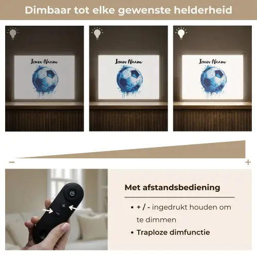 Voetbal - Blauw - Inkt - Spatten Light Box met batterij (Wandlamp kind) middel -USP_dimbaarNL