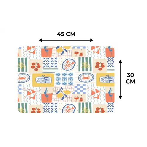 Zee - Sfeer - Mozaïek - Wijn Placemat vinyl groot 368 -specs