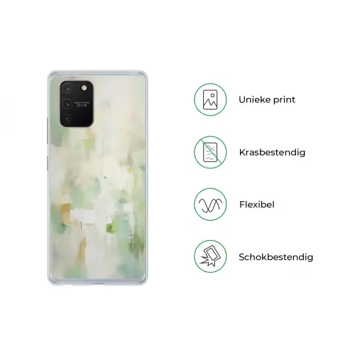 Abstract - Kunst - Wit - Groen - Modern Telefoonhoesje Samsung Galaxy S10 Lite klein -specsS10Lite