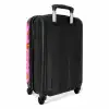 Panterprint in rood op roze achtergrond NBS - Handbagage koffer - Kinderen Unisex middel -achterkant