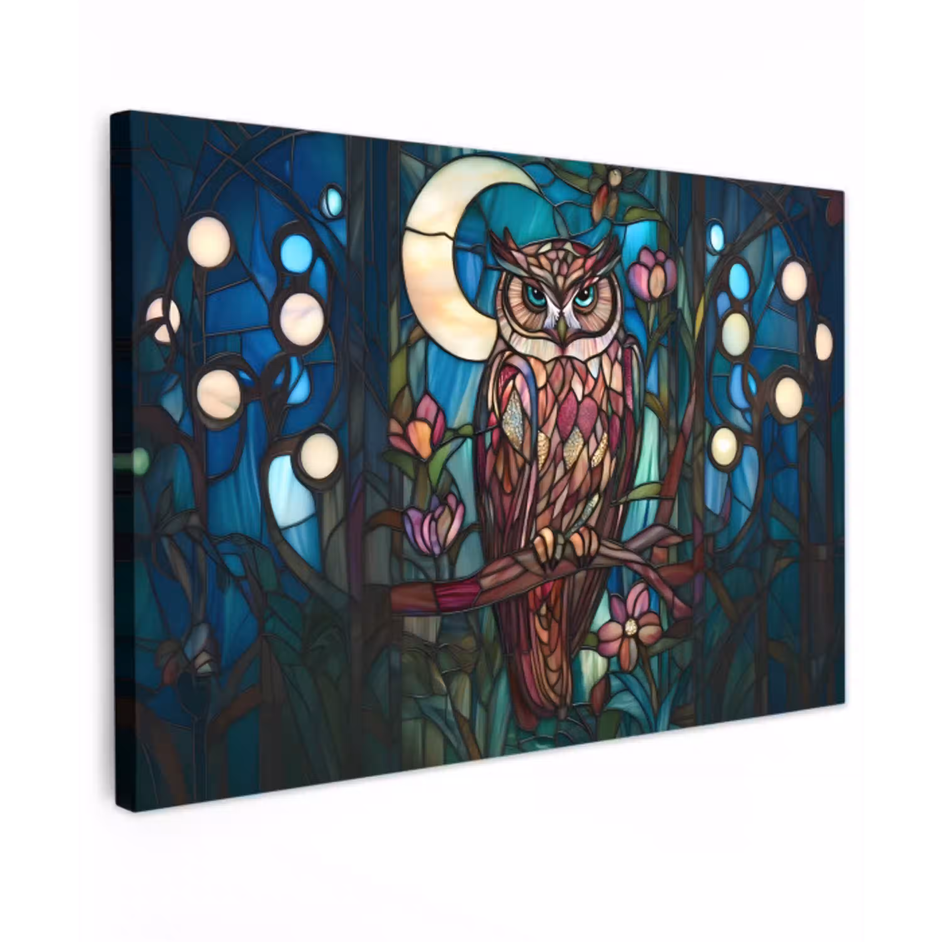 Uil - Mozaïek - Maan - Nacht canvas 2cm klein -z3d