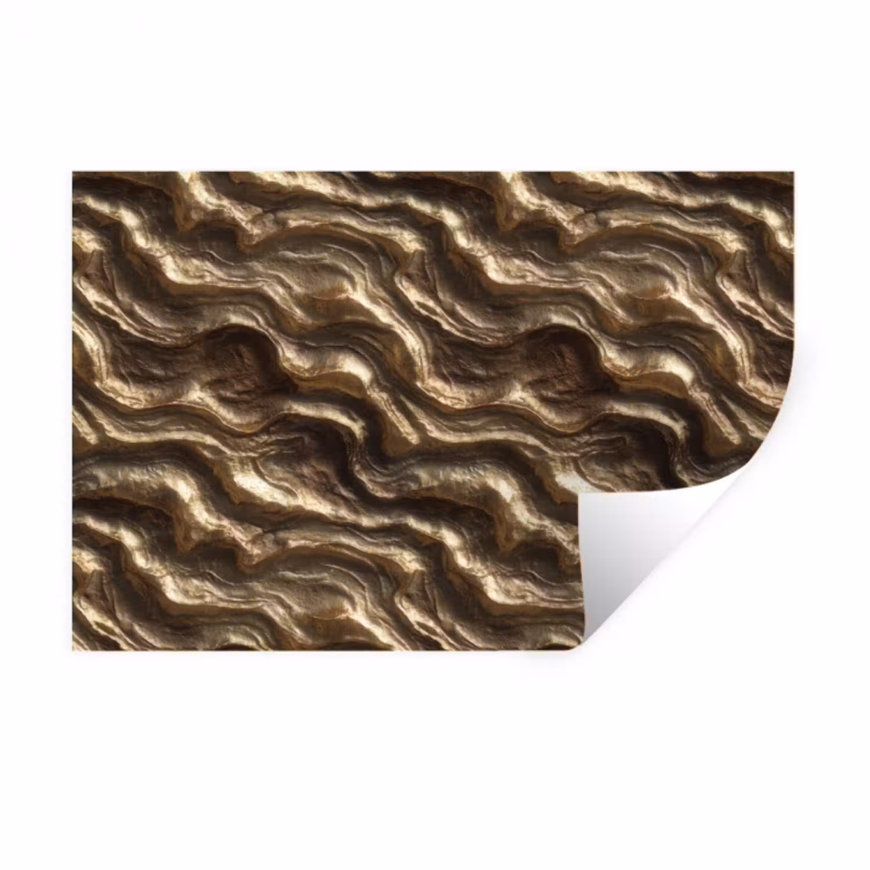 Reliëf - Golven - Abstract - Bronsgoud Muursticker klein 286 -3d