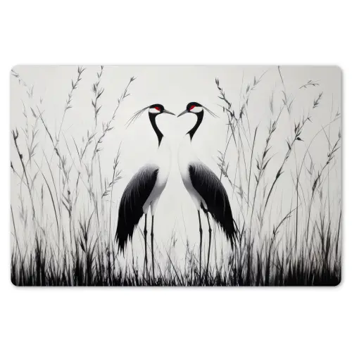 Kraanvogels - Gras - Hartvorm - Zwart Placemat vinyl groot -zzsfeer1_Kitchenyeah-website