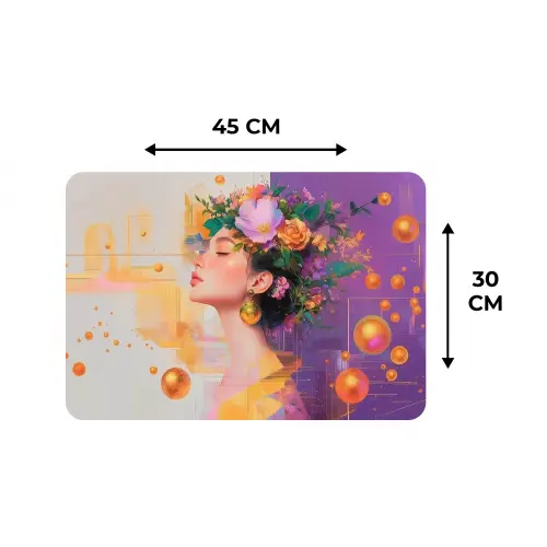 Abstract - Vrouw - Bloemenkroon - Goud Placemat vinyl groot -specs