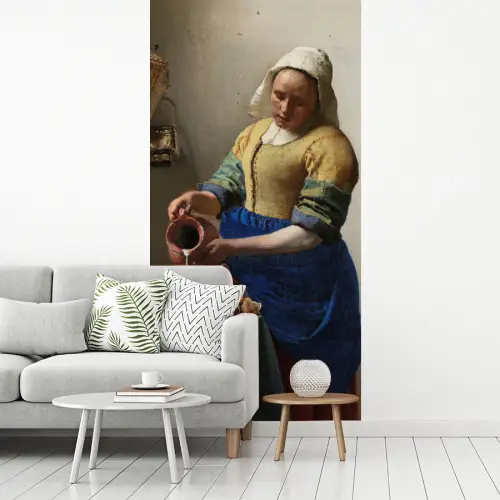 Het melkmeisje - Schilderij van Johannes Vermeer fotobehang vinyl groot -woonkamer