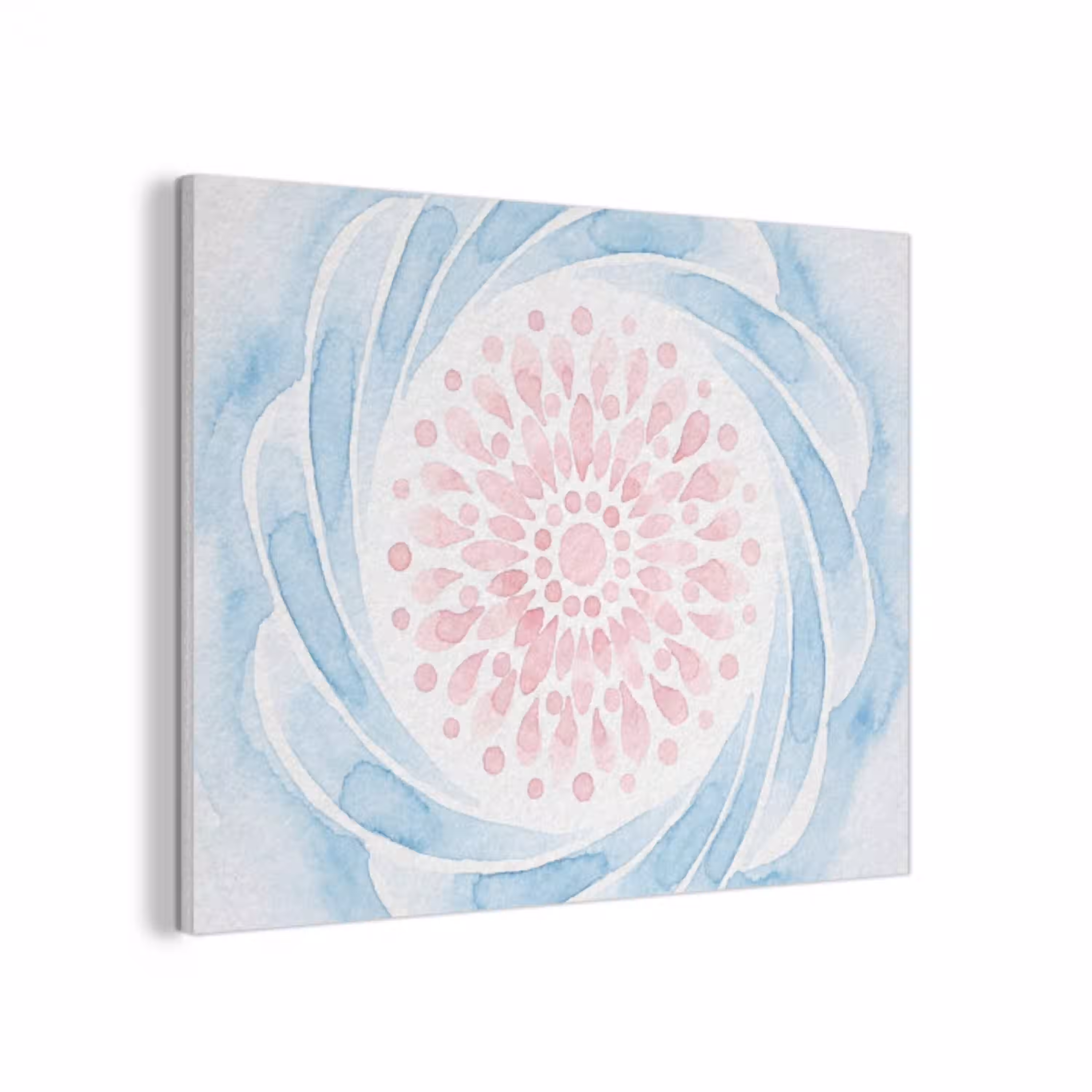 Abstract - Bloemvorm - Aquarel - Roze - Blauw PET vilt klein -3d