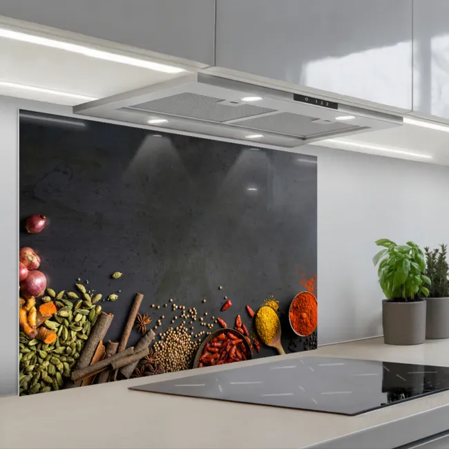 Spatscherm keuken - Stilleven van Specerijen en Aroma's