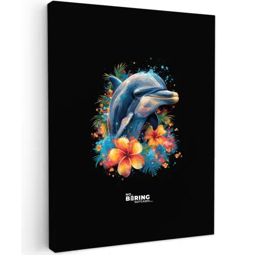 Dolfijn te midden van graffiti bloemen canvas 2cm klein -z3d