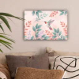 Kolibrie - Vliegen - Natuur - Illustratie - Kleurrijk canvas 2cm klein -sfeer1