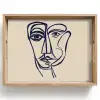 Minimalistisch - Lijnillustratie - Beige - Donkerblauw Dienblad Rechthoek middel -z3d_shopping