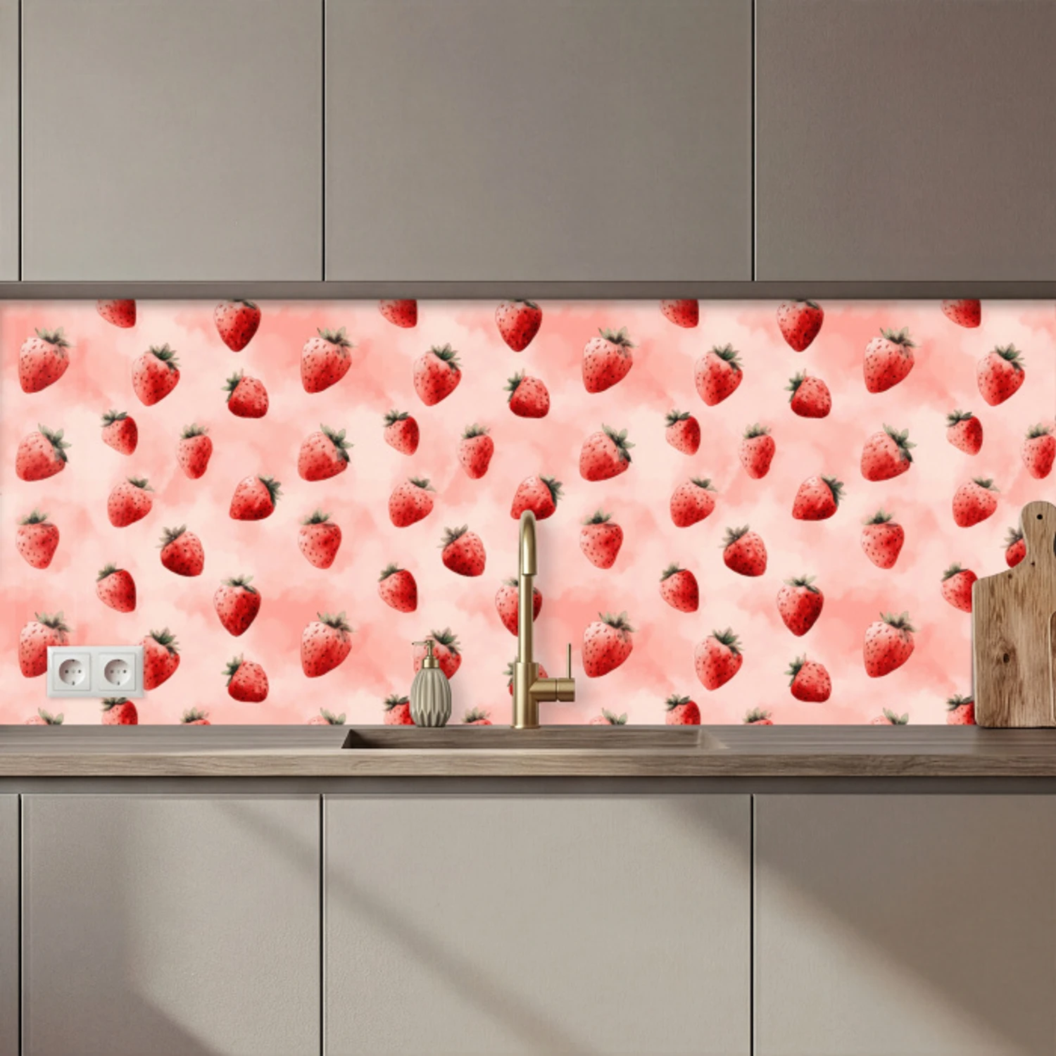Aardbei - Patroon - Roze keuken achterwand 2 middel 871 zz_3dshopping