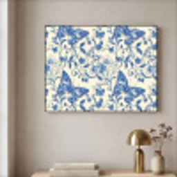 Vlinders - Bloemen - Blauw - Botanisch Textielframe zwart klein 947 -sfeer2